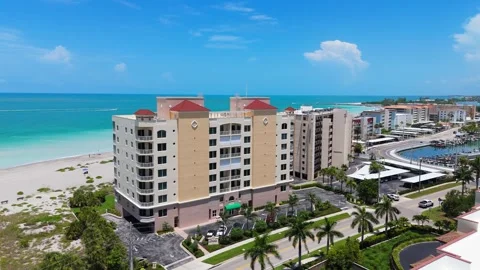 Wide Drone View Of Oceanfront Hotel Resort In Venice Florida Stock Footage 339297749
