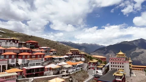 Wide drone view of winding mountain road in western China Stock Footage 337897367