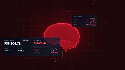 Wide dual perspective view over a bear market alert system, 4K Stock Footage 338406829