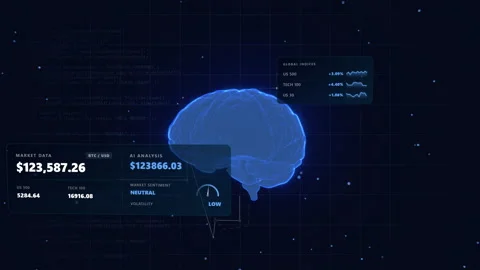Wide dual perspective view over a corporate fintech dashboard, 4K Stock Footage 338407658