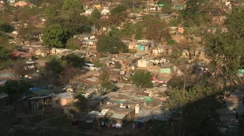 Wide of Durban squatter camp Stock Footage 11402042