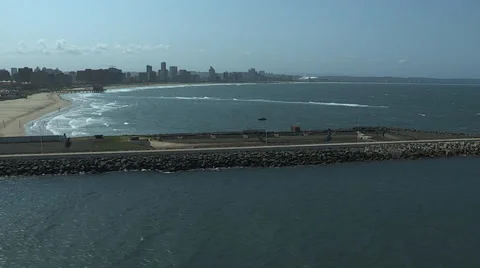 Wide of Durban's beaches Stock Footage 34097764