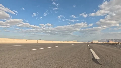 Wide Eastern Desert Highway Traffic Scene From Cairo Toward Ain Sokhna Stock Footage 330031639