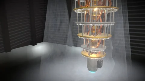 Wide elegant diagonal crane sweep capturing a quantum computer core, 4K Stock Footage 340410065