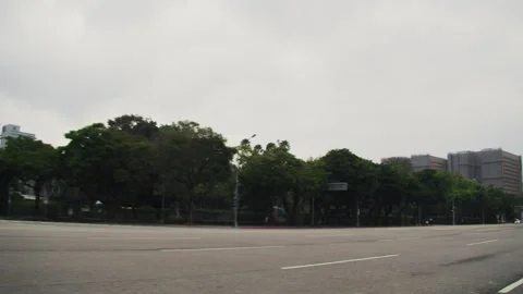 Wide Empty Boulevard with Trees Asia Morning(Taipei City, Taiwan)(2025.03.30) Stock Footage 305474217
