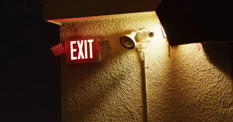 Wide EXIT Sign Stock Footage 203900997