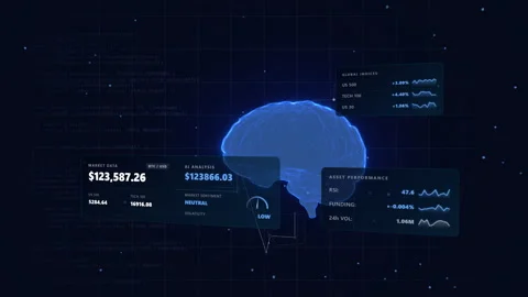 Wide expansive wide angle surveying a corporate fintech dashboard, 4K Stock Footage 338407649