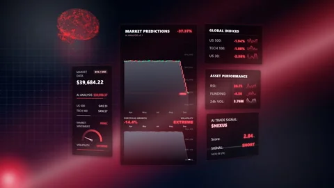 Wide extreme macro close-up inspecting a bear market alert system, 4K Stock Footage 338406284