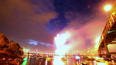 Wide fireworks only Stock Footage 53770294