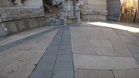 Wide fish eye angle of the state founder bulgaria monument Stock Footage 123407508