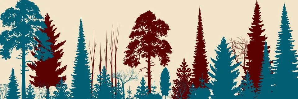 Wide Forest Background    - vector illustration Stock Illustration