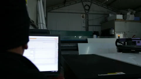 Wide format digital printer, plotter in Action. Stock Footage 61822812