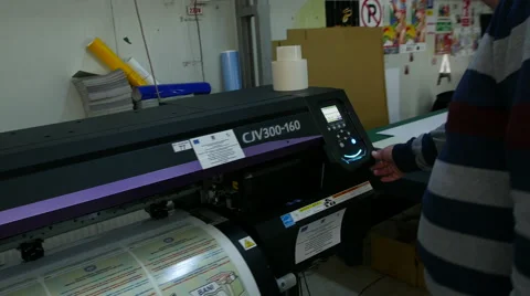 Wide format digital printer, plotter in Action. Stock Footage 61823090