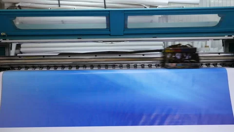 Wide format digital printing. Self adhesive film Stock Footage 116860786