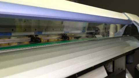 Wide-format inkjet printer in action Stock Footage 119421528