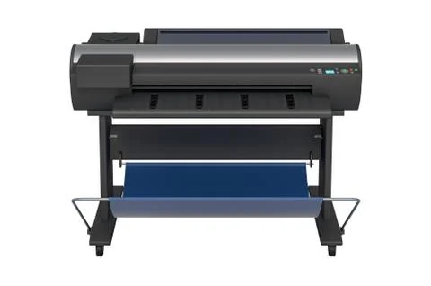 Wide Format Printer, front view. 3D rendering Stock Illustration