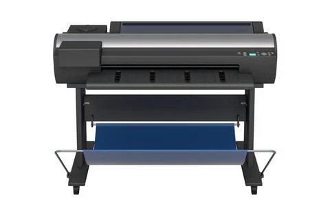 Wide Format Printer, front view. 3D rendering Wide Format Printer, front v... Fotos de archivo