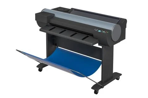 Wide Format Printer, plotter. 3D rendering Ilustración de archivo