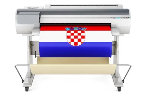 Wide format printer, plotter with Croatian flag. 3D rendering Wide format ... Stock Photos