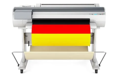 Wide format printer, plotter with German flag. 3D rendering Wide format pr... Stock Photos