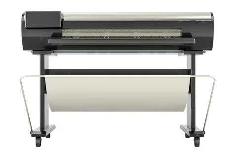 Wide Format Printer. Plotter, large format inkjet printer, front view. 3D r.. Stock Illustration