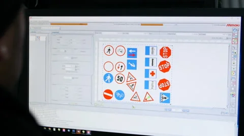 Wide Format Printer Plotter printing street signs Stock Footage 61822806