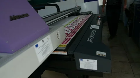 Wide Format Printer Plotter printing street signs Stock Footage 61823257