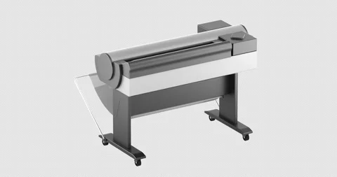 Wide format printer plotter rotation animation seamlessly loopable. 3D rend.. Stock Footage 325392549