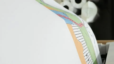 Wide format printer printing draft outline drawing 스톡 동영상 91159558