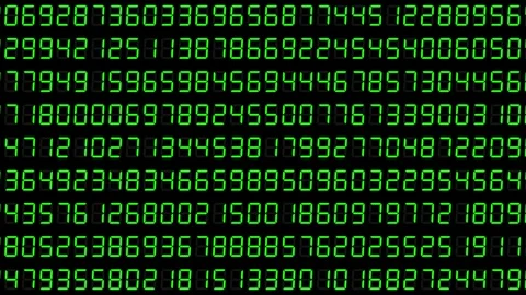 Wide format randomly changing green numeric code on black background Stock Footage 331230399