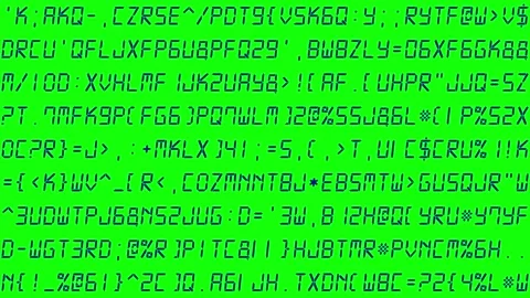 Wide format randomly changing navy alphanumeric code on green screen Stock Footage 328739830