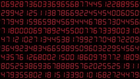 Wide format randomly changing red numeric code on black background Stock Footage 331438638