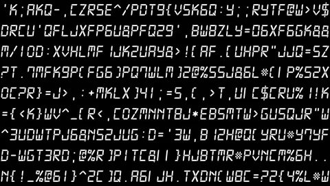 Wide format randomly changing white alphanumeric code on black background Stock Footage 331221687