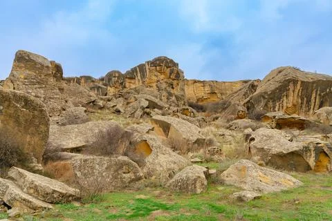 Wide Gobustan rocks Stock Photos