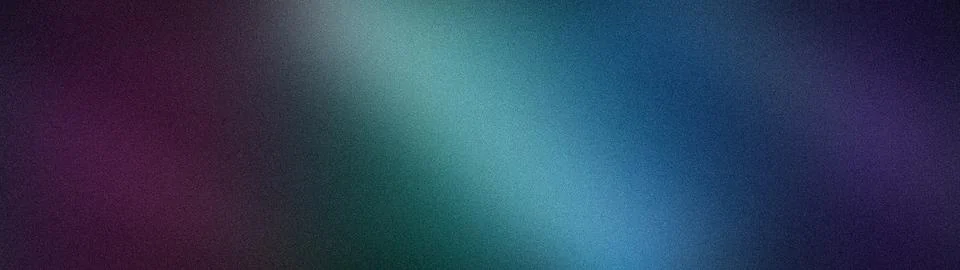 Wide grainy abstract background with deep blue teal and purple neon gradient Illustrazione stock