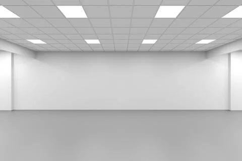 Wide hall, an empty office interior background, 3d Ilustración de archivo