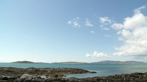 Wide of the Hebrides isles beech Stock Footage 11308422