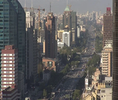 Wide high angle view of city of Beijing Stock Footage 86745024
