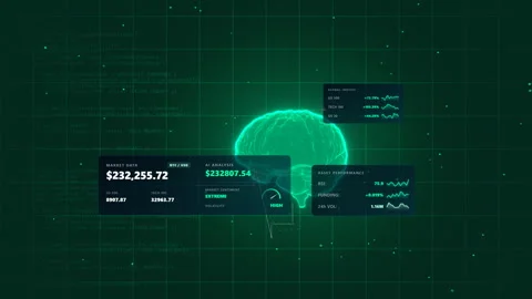Wide high-speed sequence tracking a bull market trading terminal, 4K Stock Footage 338407224
