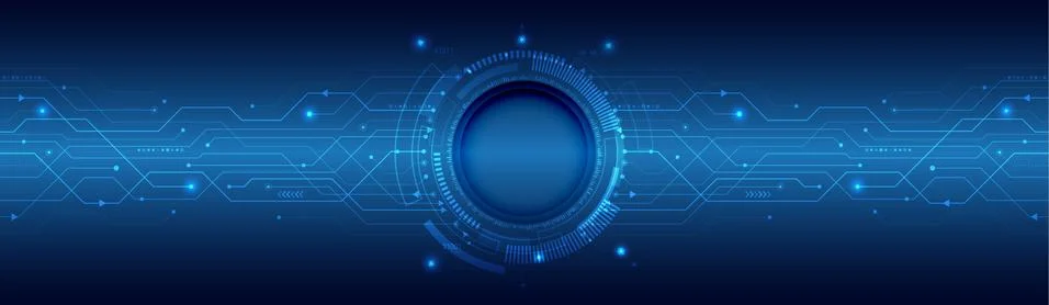 Wide High-tech technology background texture. Circuit board vector illustrati Stock Illustration