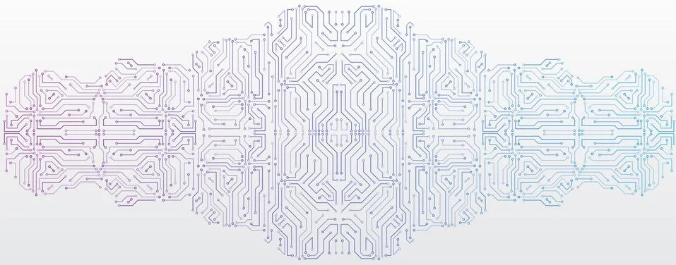 Wide High-tech technology background texture. Circuit board vector illustrati Stock Illustration