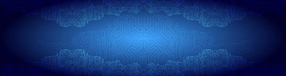 Wide High-tech technology background texture. Circuit board vector illustrati Stock Illustration