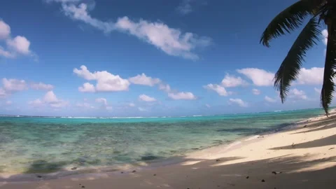 Wide horizontal panel view of turquoise color lagoon at the beach Stock Footage 157791442