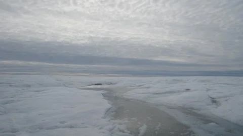 Wide Ice Stream Flowing Through Greenland Ice Sheet Stock Footage 293018980