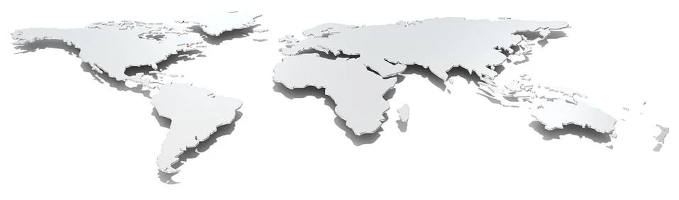 Wide image world map. Stock Illustration