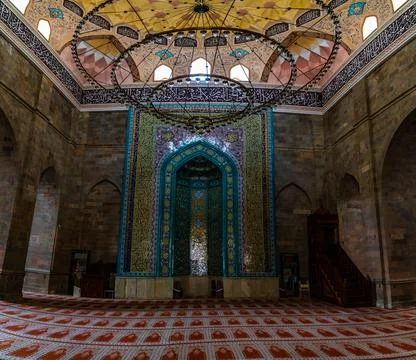 Wide interior at interior juma mosque Stock Photos