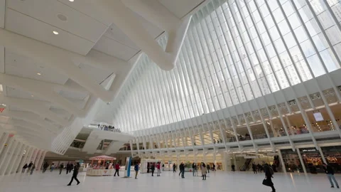 Wide Interior View of Oculus Atrium at World Trade Center Video stock 342420220