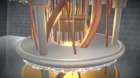 Wide intimate macro parallax slide across a quantum computer core, 4K Stock Footage 340410028