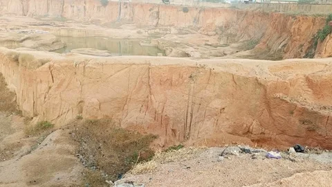 Wide Landscape Borrow Pit Soil Excavation Tudun Murtala 動画素材 321404480