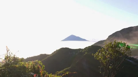 Wide landscape of the epic view of Mount Cikuray in the morning. Great back.. Stock Footage 281180330